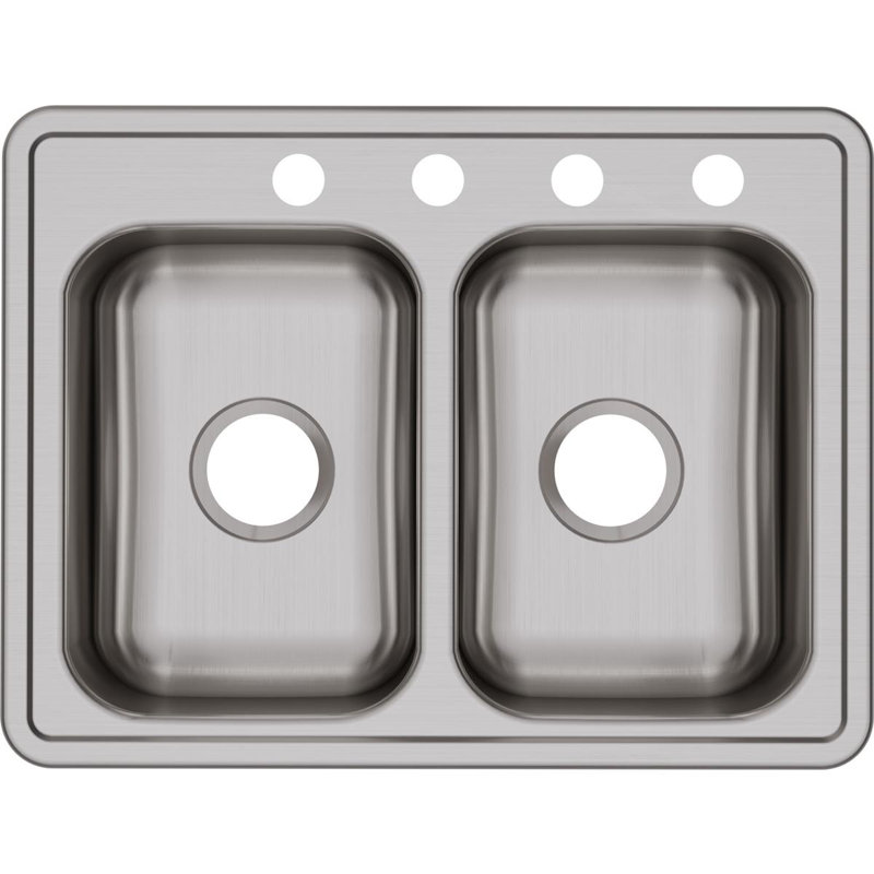 Stainless Steel Double Bowl Drop-In Kitchen Sink, 33" x 21"