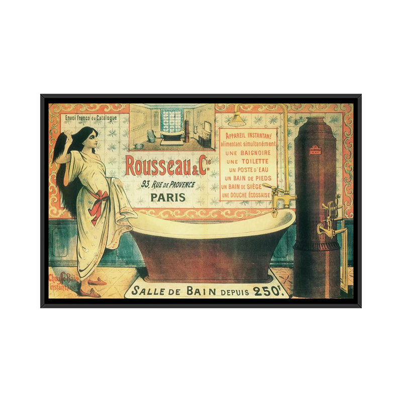 « salle de bain », impression sur toile, H 18 po x l 26 po x P 1,5 po, Toile avec cadre noir, Pas de tapis