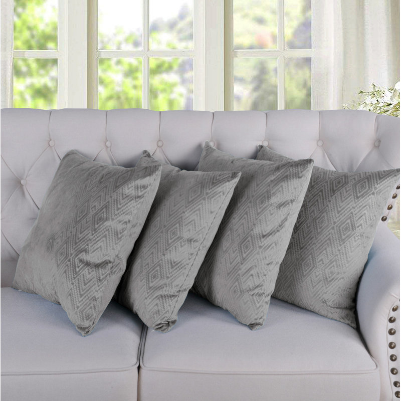 Housse de coussin carrée en velours ikat, Argent