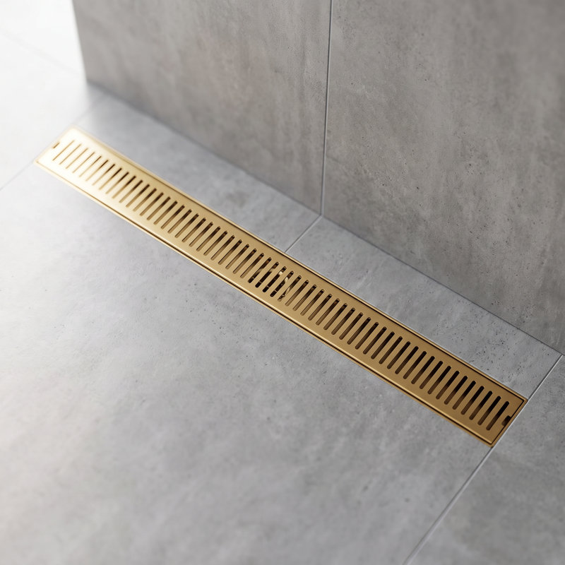 Elan 24" Rectangular Grate Linear Grid Shower Drain, Matte Brushed Gold