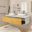 63 In. W X 21.7 In. D X 15.7 In. H Double Sinks Wall Mounted Bath Vanity In F.Oak With White Solid Surface Top