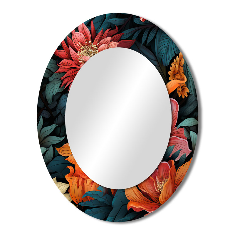 Grand miroir mural ovale en métal togut, H 43 po x l 33 po