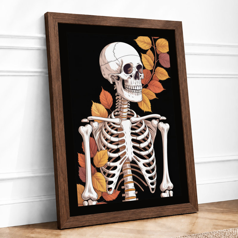 Skeleton Among Leaves Boho - Framed Print, Walnut, A4 - 29.7 x 21.0 cm