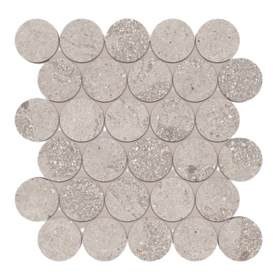Sensory Details 2.5" Circle Porcelain Concrete Look Tile Mosaic Sheet