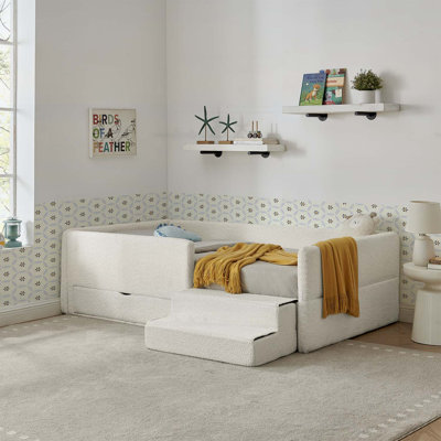 Lit multifonctionnel confortable avec garde-corps, rangement et marchepied de sécurité