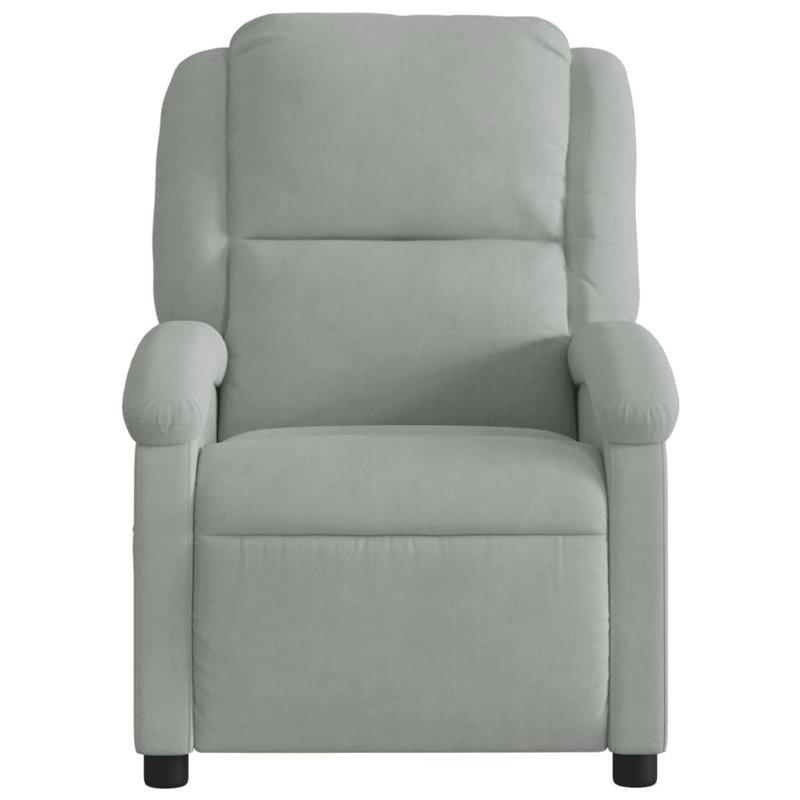 Moneek Manual Recliner Chair, Adjustable, Velvet, Light Gray Velvet