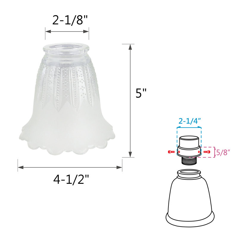 5'' H Glass Bell Ceiling Fan Fitter Shade