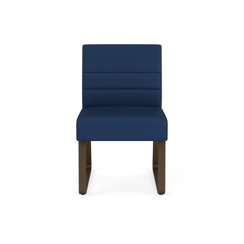 Chaise d'invité sans accoudoirs Waterfall, Bronze, Vinyle bleu Patriot Plus Imperial