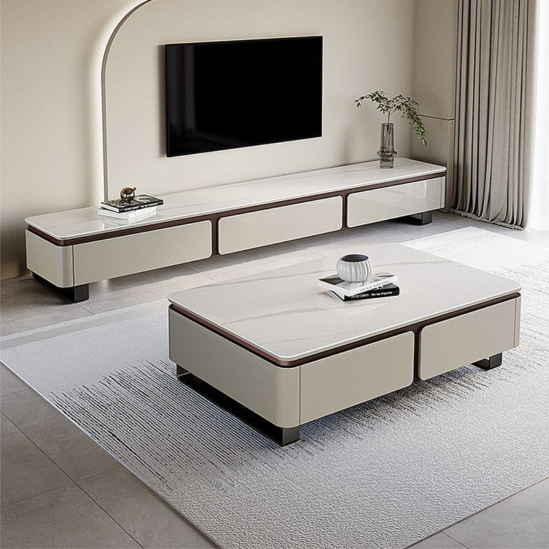 Modern minimalist rock slate coffee table TV stand