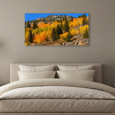 Canvas Wall Art Bishop Creek canyon area Autumn Sierra Nevada CA Wall Decor for Living Room Bathroom Bedroom Office 20"H x 40"W Art Paintings, Ready to Hang