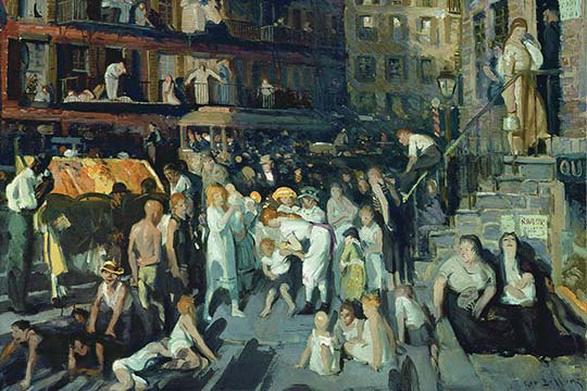 Impression « cliff personnes » par george bellows, H 28 po x l 42 po x P 1,5 po