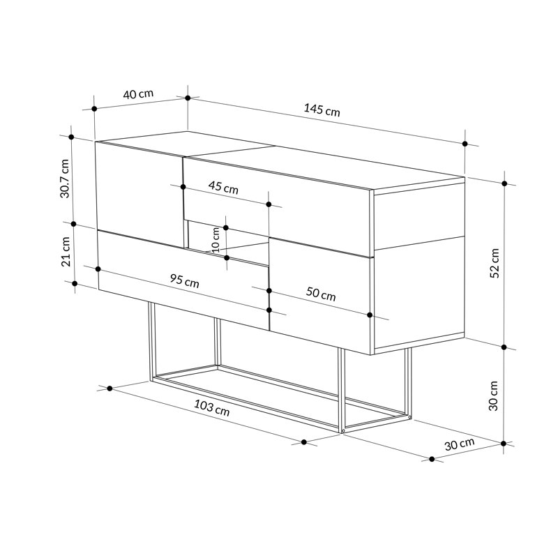 Lubow 145cm Console Table, White/Oak