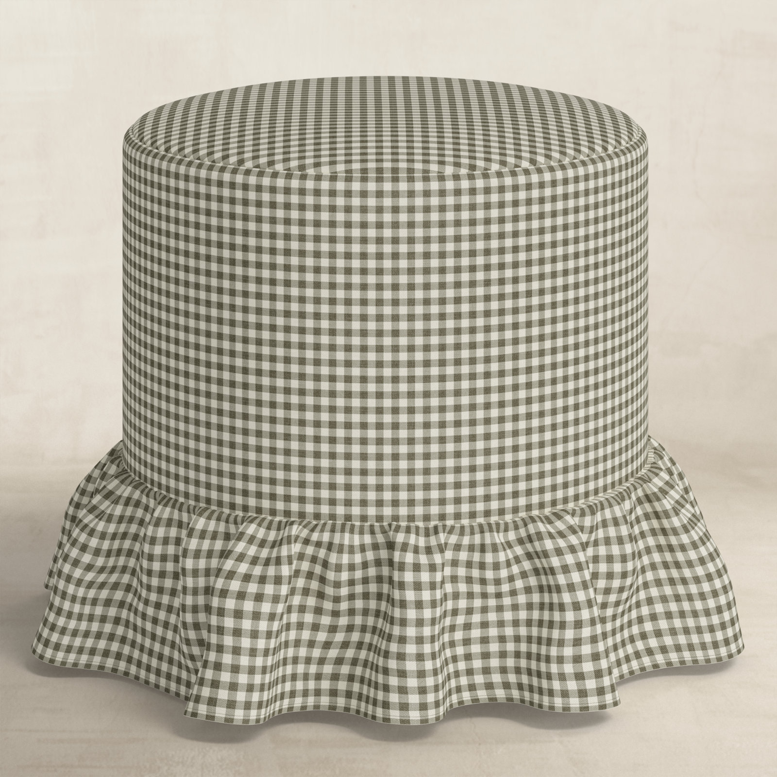 Upholstered Ottoman, Laurel Checkered
