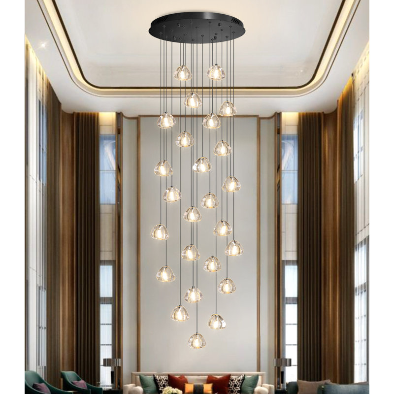 25-light Dimmable Crystal Chandelier, Matte Black