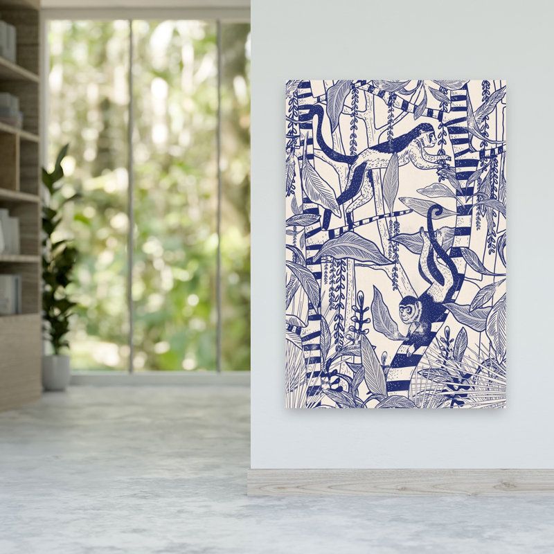 «Lived Jungle Monkeys», impression d'art mural de paysage de singe abstrait, 60" H x 40" W