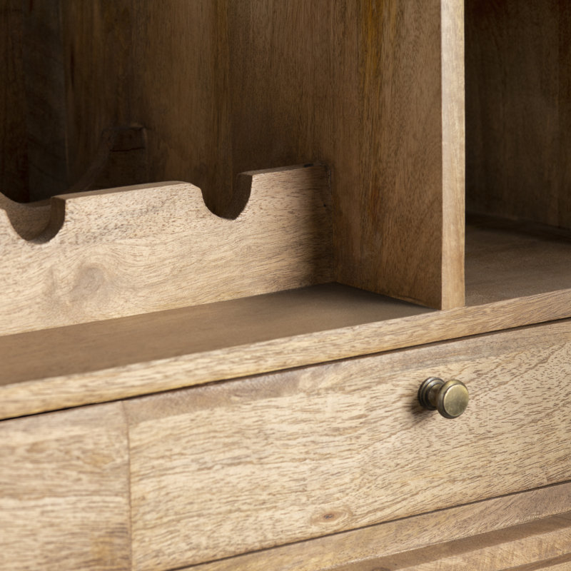 Biscayne Rustic Mango Wood and Cane Bar Cabinet