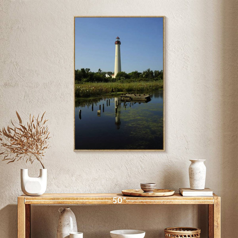 Phare de Cape May, New Jersey, Floating Frame Natural Wood, 25" x 37"