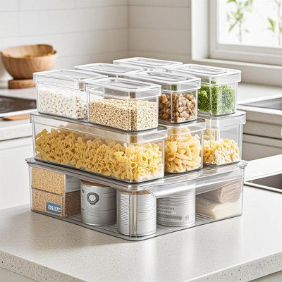 10 Pack Fridge Organizer With Lids Clear