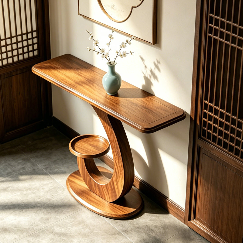 Nouvelle console en bois de style chinois, 35.4" H x 47.2" W x 13.7" D