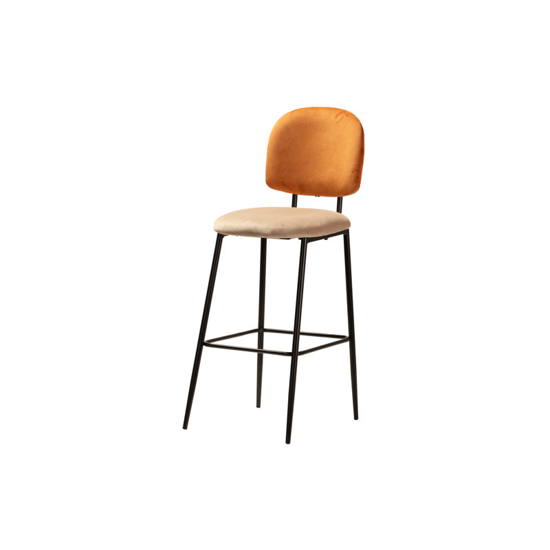 Upholstered Counter Stool with Metal Frame, Brown