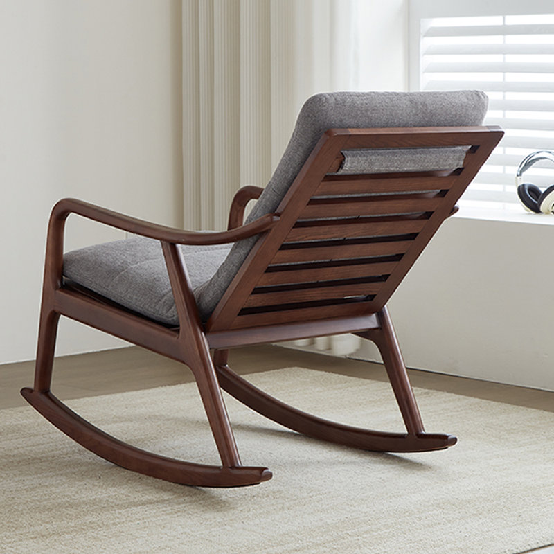 Chaise berçante en bois massif avec coussin amovible