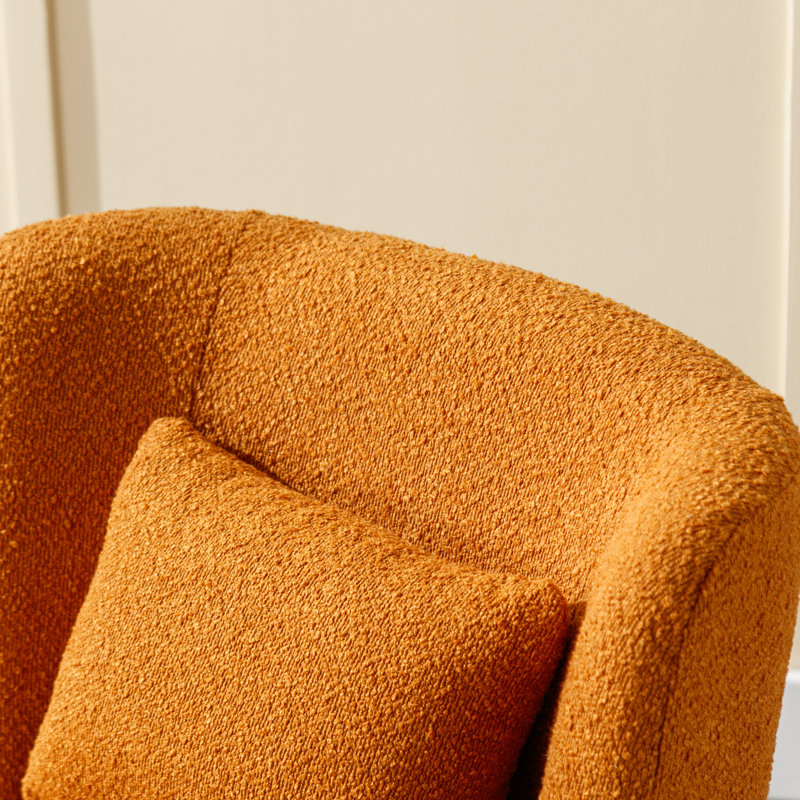Daresha Upholstered Swivel Barrel Chair, Caramel Polyester