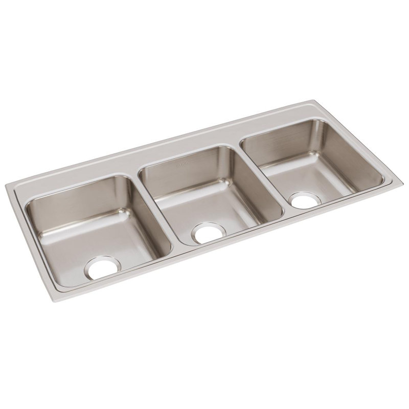Lustertone 46" L x 22" W Triple Basin Drop-In Kitchen Sink, 0 hole