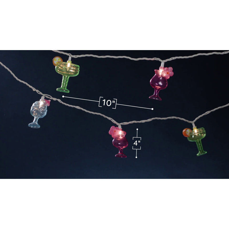 Multicolor Cocktail Glass String Lights for Outdoor Patio
