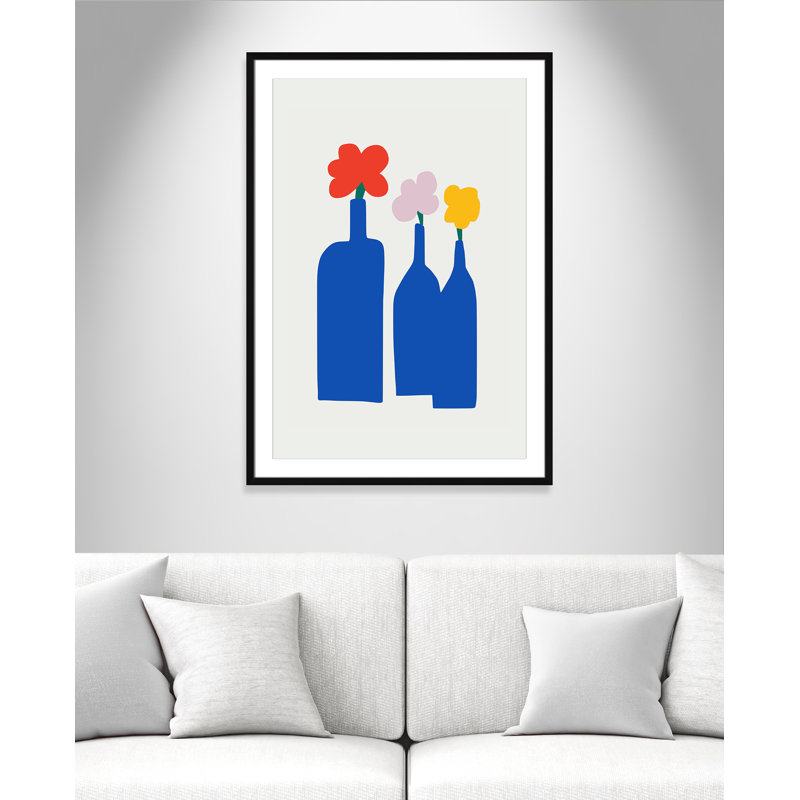 «Bold Blooms Trio Print» par Dean, L 29,5 po x H 41,5 po, Matted Print, Noir satiné