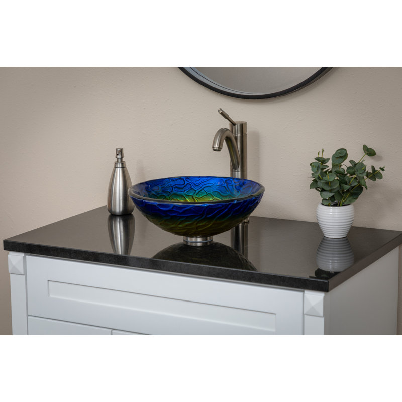Lavabo de salle de bain vasque circulaire en verre True planète