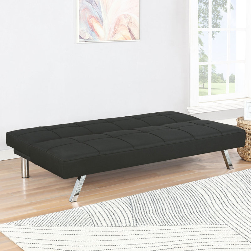 Joel Black Upholstered Tufted Convertible Sofa Bed, Black