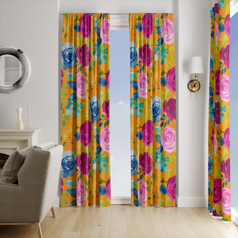 Paire de rideaux semi-transparents miel et moutarde, L 40 po x L 52 po