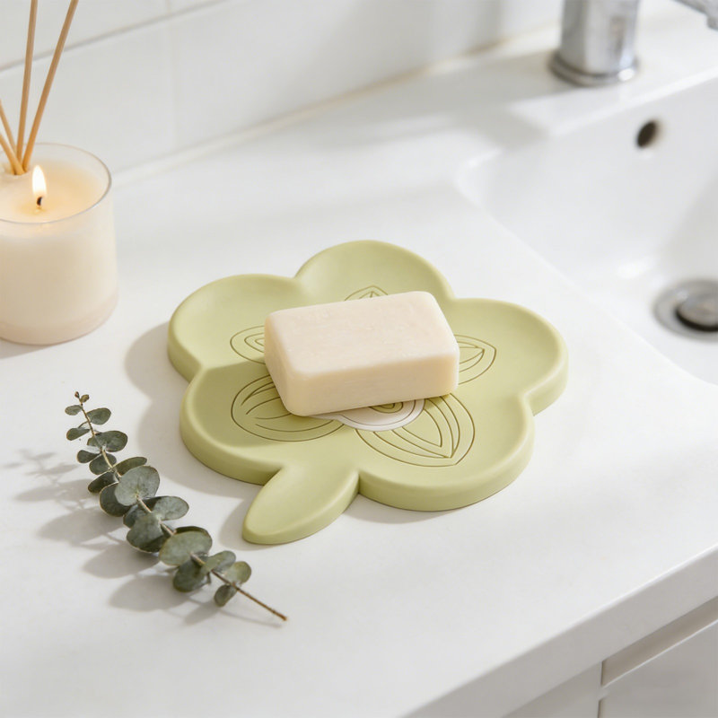Rangement de savon en silicone Spring Peach, Green