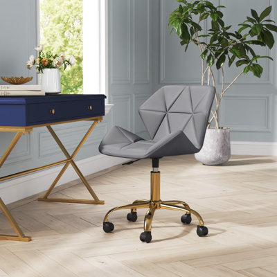 Chaise de bureau pivotante en velours Alec