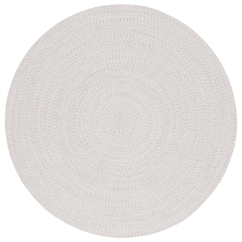 Tapis bleu foncé / ivoire tissé à la main Trombetta, Ivory/Light Grey, Rond 3 pi