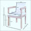 Fauteuils de salle à manger en bois d'acacia massif avec coussins crème pour le jardin extérieur et la cuisine