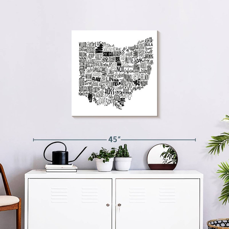 Carte de Aliaz, Ohio, typographie, H 24 po x l 24 po