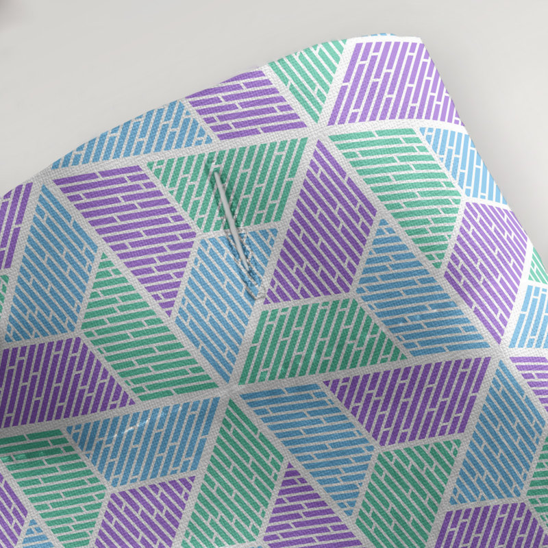 Rideau de douche simple trapézoïde, Mauve / Vert / Bleu