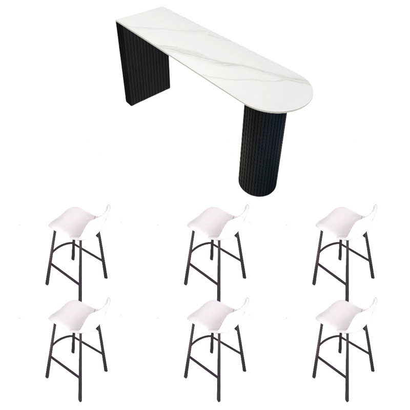 Table de bar Light Luxury, H 35,4 po x L 55,1 po x l 15,7 po, Blanc, Blanc/Noir