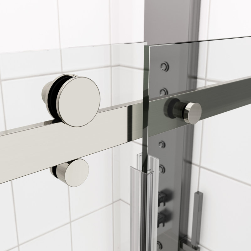 Bathtub Sliding Shower Partition Door - 5/16" Tempered Glass & Easy Maintenance For Bathroom Nano Clean Treatment Leak
