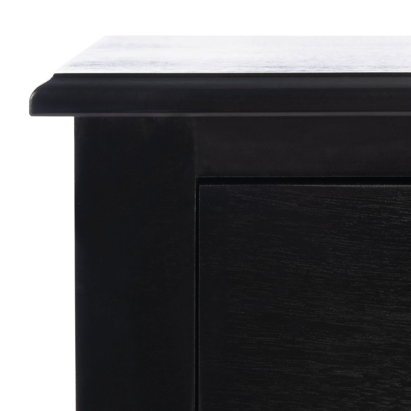 Athena Black Wood and Metal Accent Table with Storage