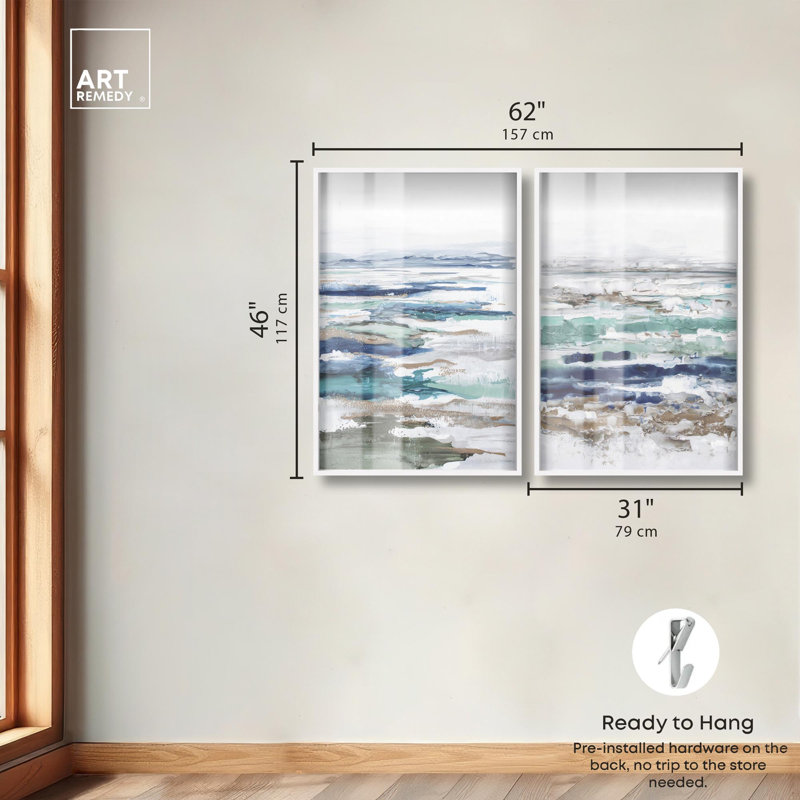 Coral Coastal Blue Art , H 46 po x l 31 po, Blanc
