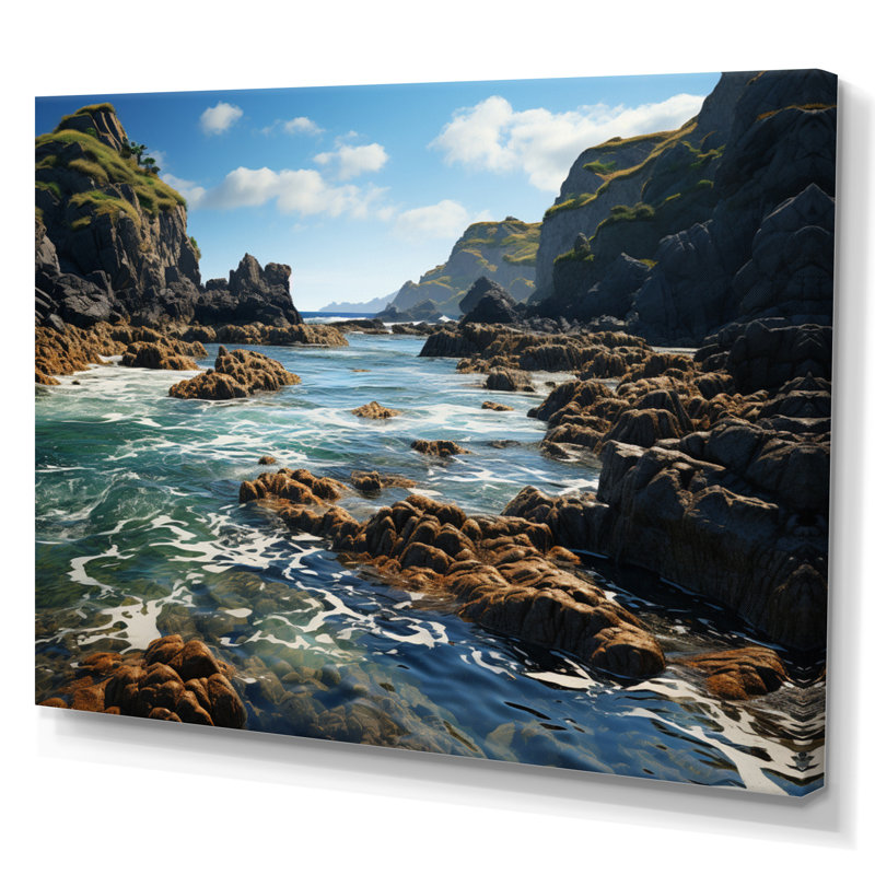 Rocky Beach Coastal Contrast, Toile tendue, H 30 po x l 40 po x P 1,5 po