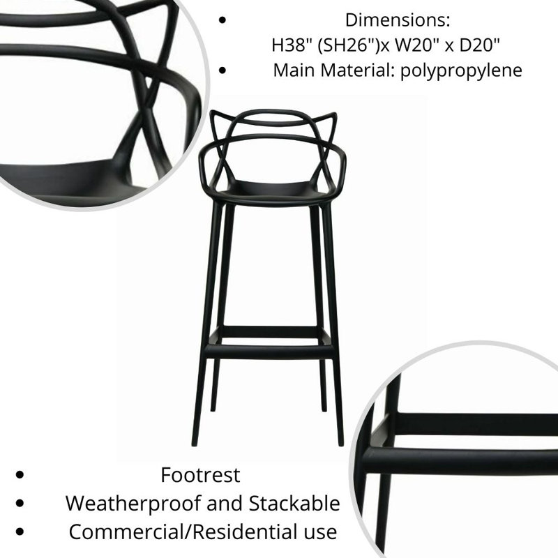 Scoles, Blanc, Tabouret de comptoir (siège d'une hauteur de 26 p