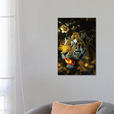 Gold Tiger 1 Piece Wrapped Canvas Painting
