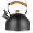 MegaChef 3.2 Quart Whistling Tea Kettle with Wood Grain Nylon Cool Touch Handle, Matte Black-124308929