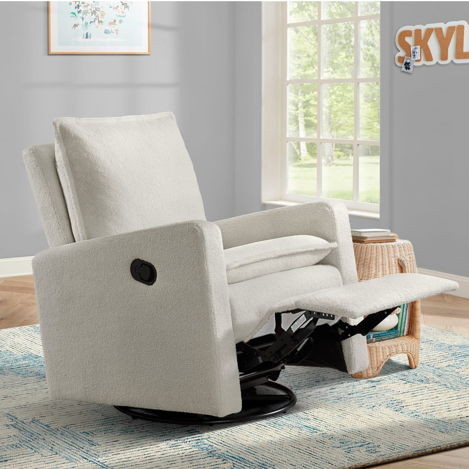 Uptown Swivel Glider, Boucle White