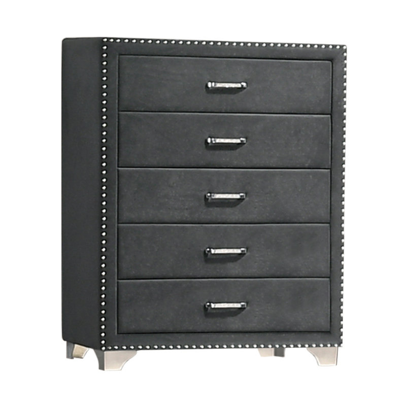 Commode à 5 tiroirs Gudger, gris