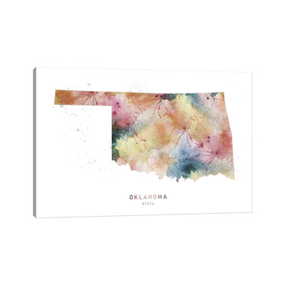 Wyoming Watercolor State Map - impression sur toile tendue