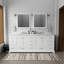 Meuble-lavabo double blanc l 84 po x P 22 po, comptoir en marbre de Carrare, ensemble de robinet et miroirs 34 po